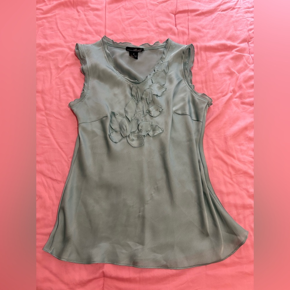 vintage elegant Light Aqua Sleeveless Top